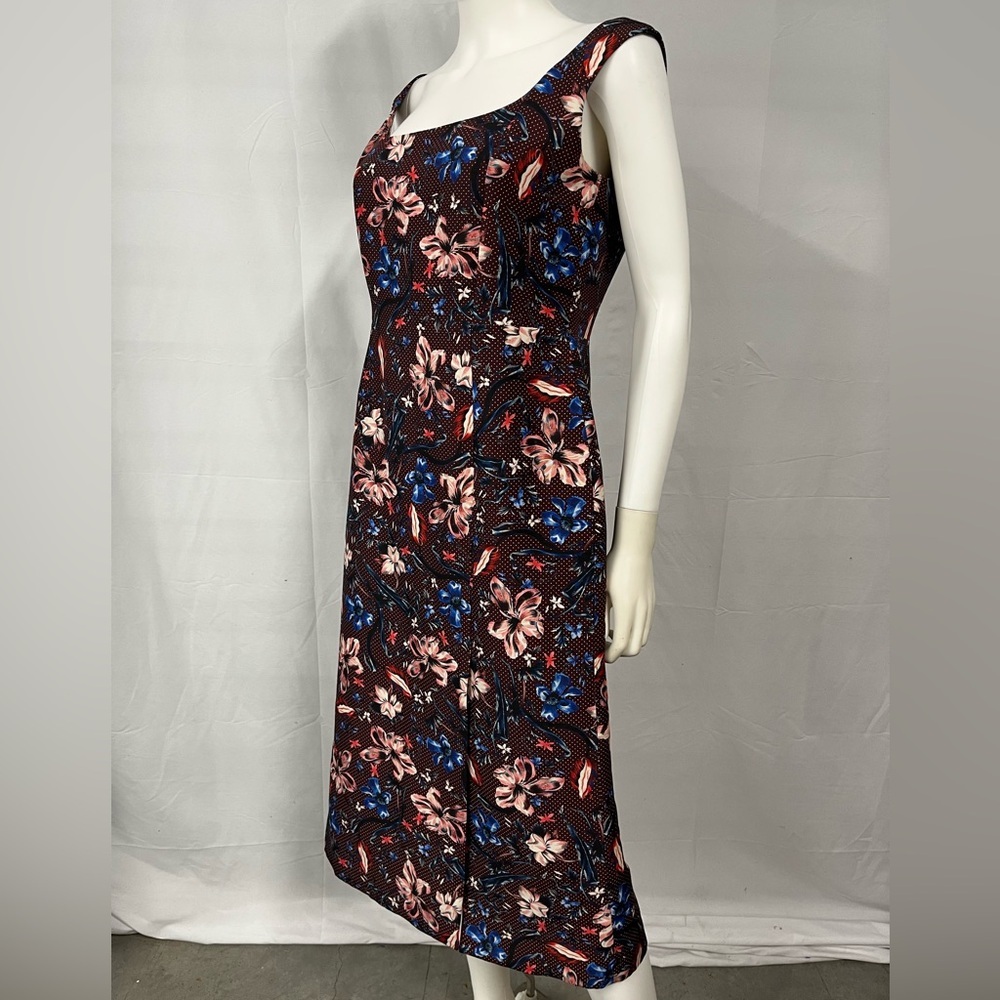 ERDEM Arlie Floral Jacquard Midi Sheath Dress Blue Pink Wedding Guest US 8 - Picture 8 of 15